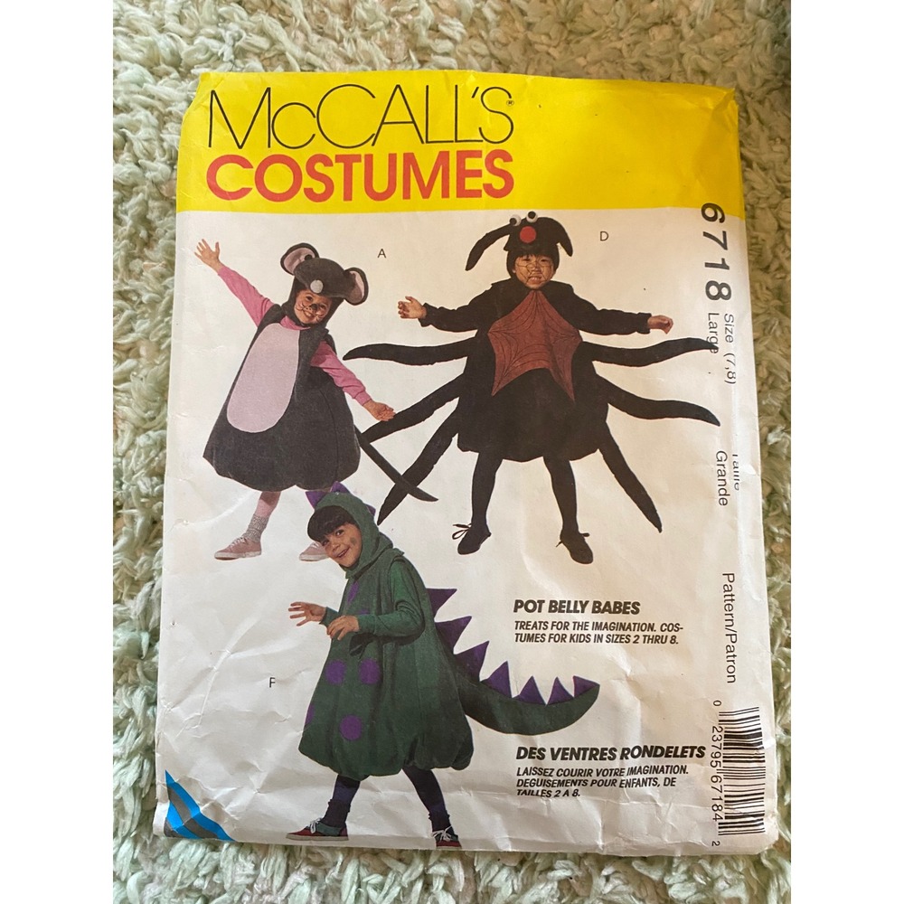 Vintage 1993 McCalls 6718 Pot Belly Babes Kids Costume Sewing Pattern Size 7-8
